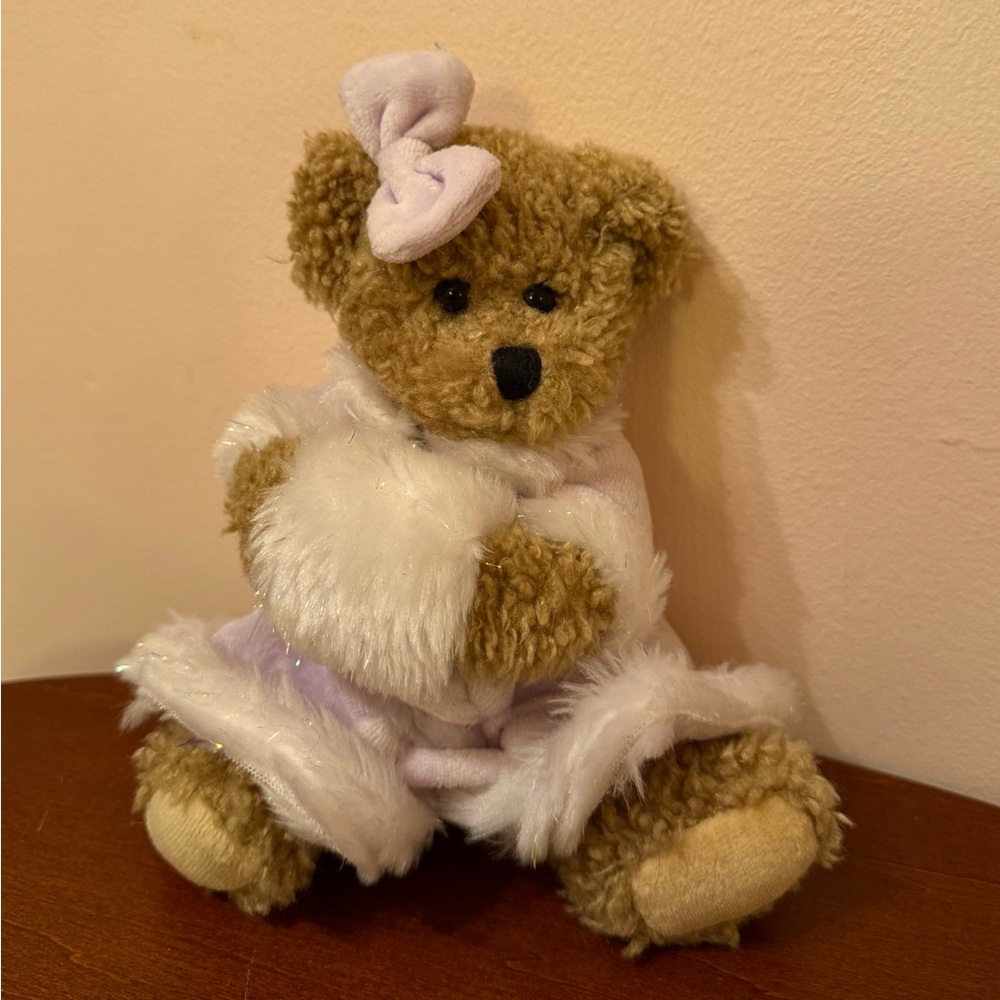 Creature Comforts Teddy Bear with Faux Fur Dress Coat and Bow